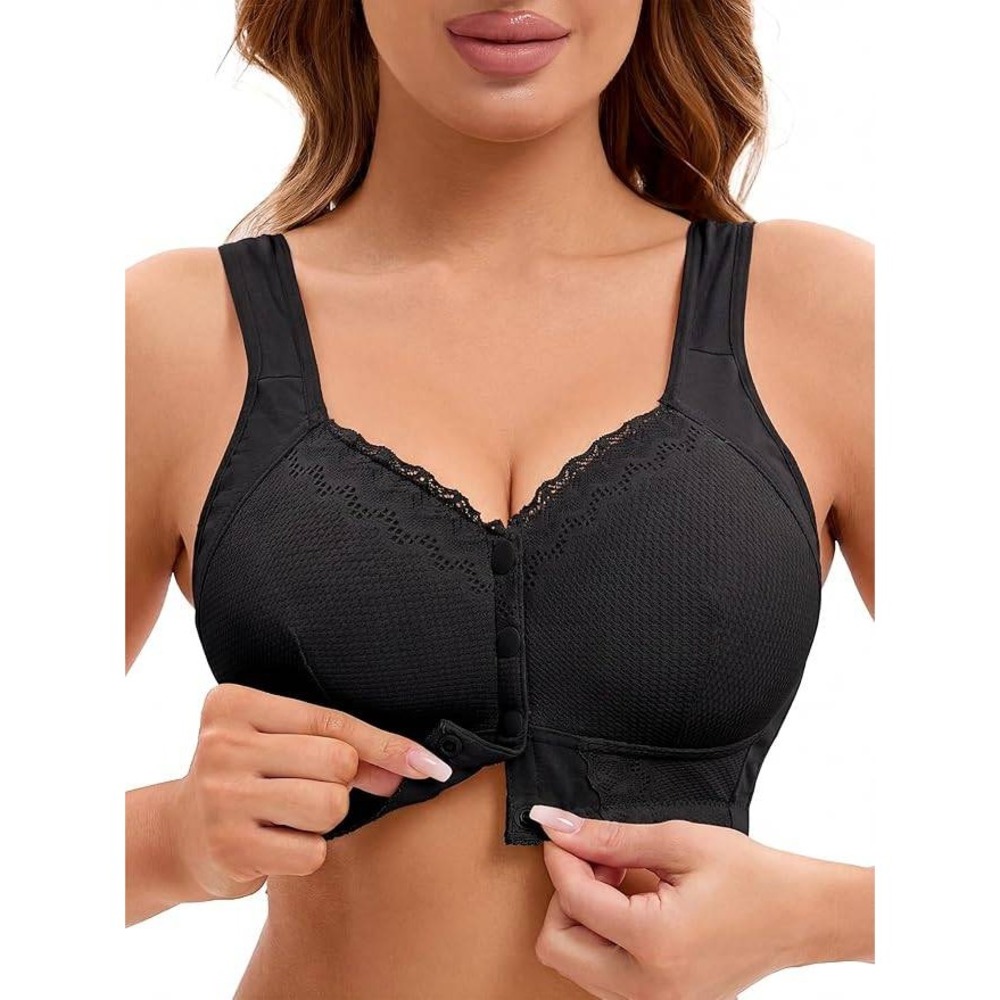Allegra K Front 3 pack 5xl Full Coverage‎ Wireless Bralettes Snap Closing Bra
